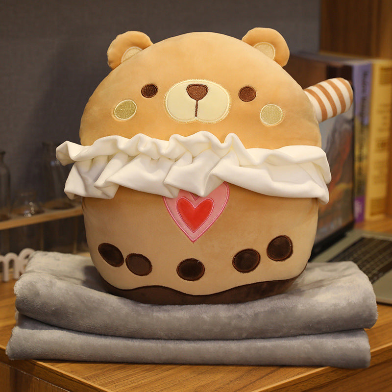 3-in-1 Milk Tea Plush Pillow Blanket