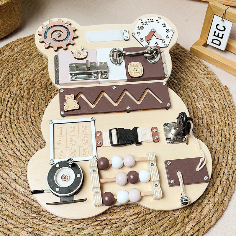 Children's Early Education Bear Busy Board Puzzle Unlocking Toy