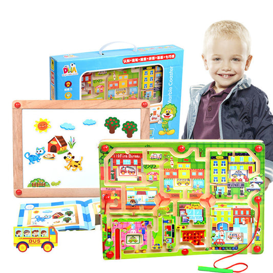 Lively City Pen Maze Magnetic Multi-Functional Children's Sketchpad Maze City Toys, Pencil Maze Sketchpad Toys