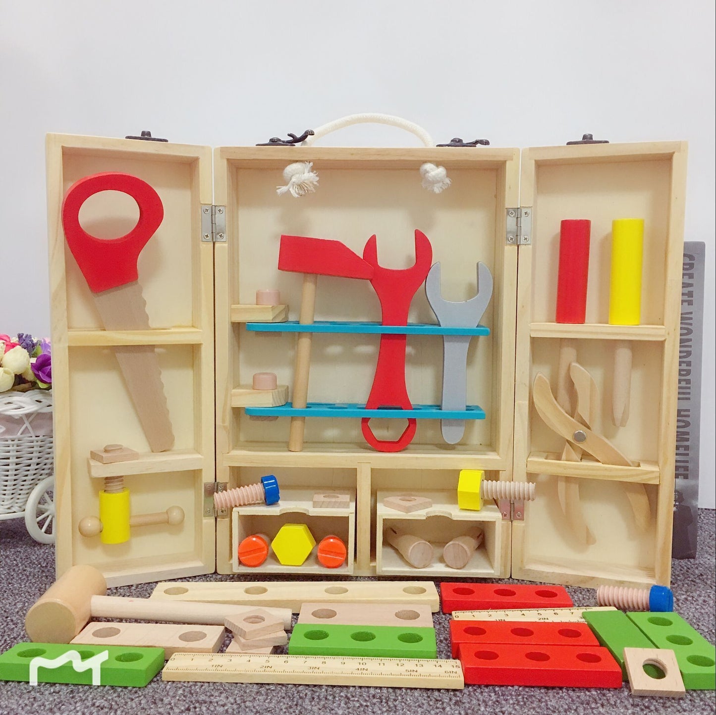 Children's Maintenance And Management Of Wooden Toolbox Toys Simulation Disassembly And Assembly Multi-purpose Woodworking