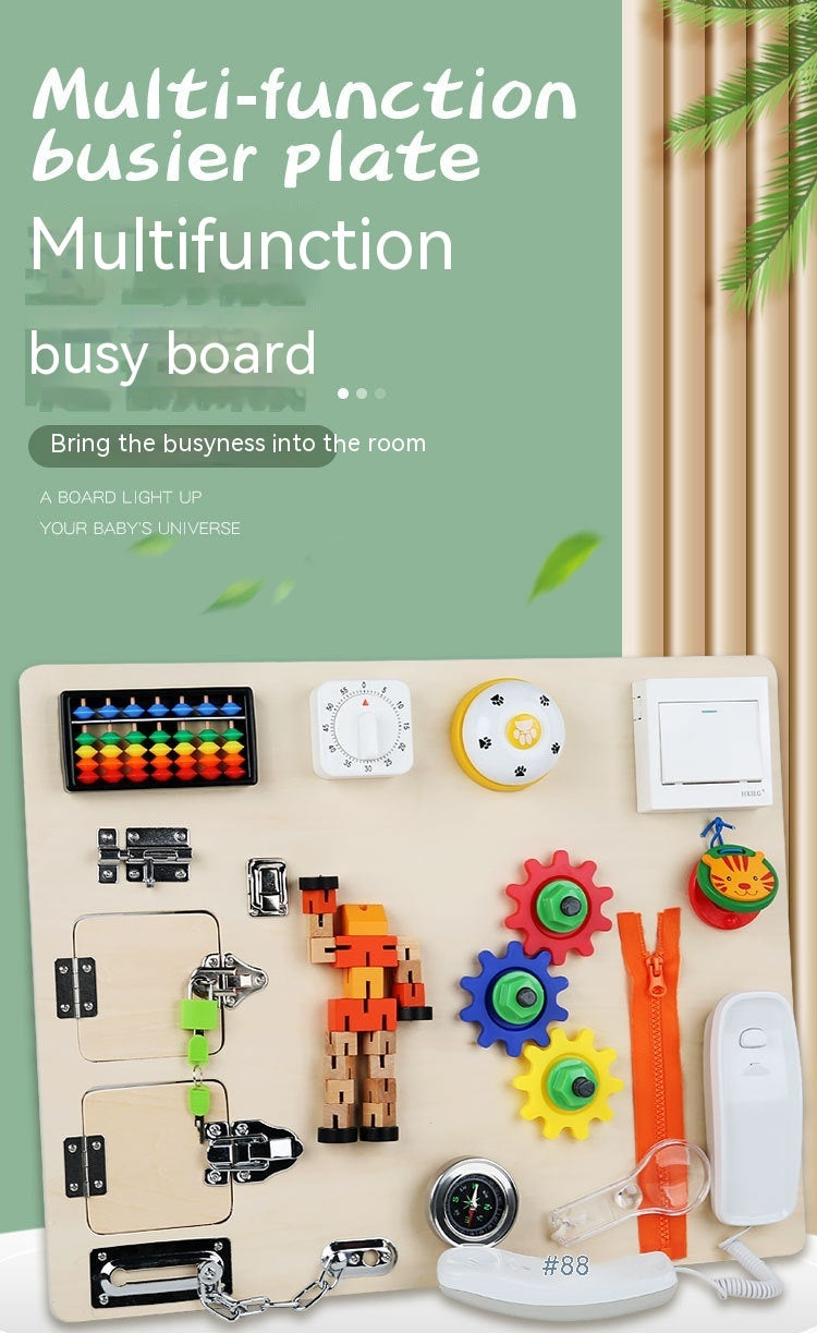 Raw Wood Finished Busy Board Early Education Unlocking Toys