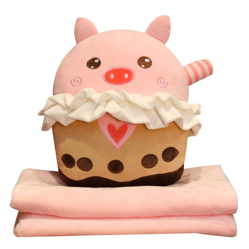 3-in-1 Milk Tea Plush Pillow Blanket