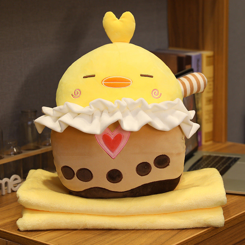 3-in-1 Milk Tea Plush Pillow Blanket