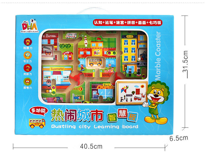 Lively City Pen Maze Magnetic Multi-Functional Children's Sketchpad Maze City Toys, Pencil Maze Sketchpad Toys