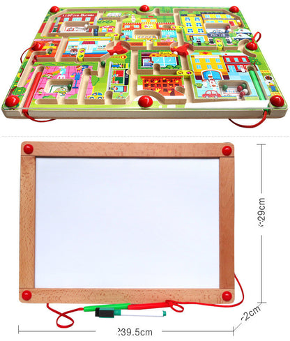 Lively City Pen Maze Magnetic Multi-Functional Children's Sketchpad Maze City Toys, Pencil Maze Sketchpad Toys
