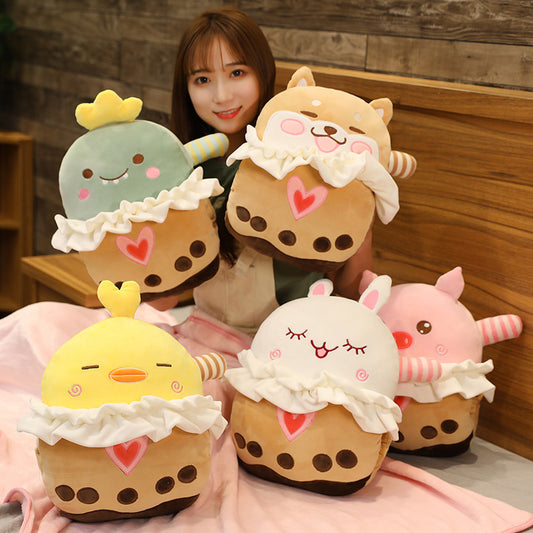 3-in-1 Milk Tea Plush Pillow Blanket
