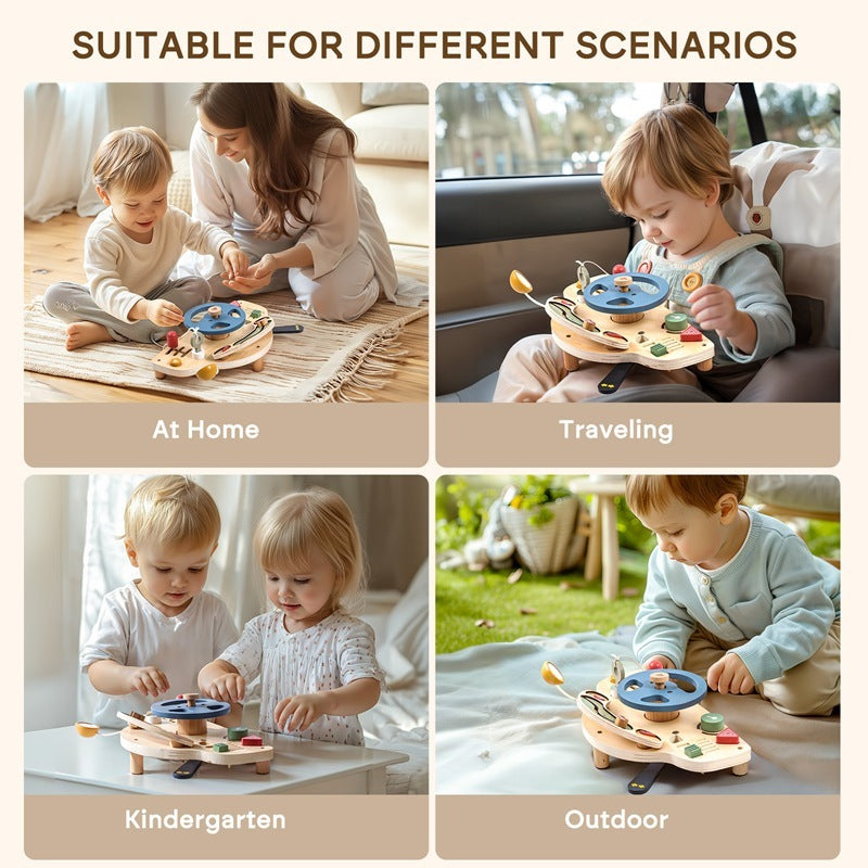 Car Busy Board Puzzle Children's Wooden Toys Simulation Steering Wheel