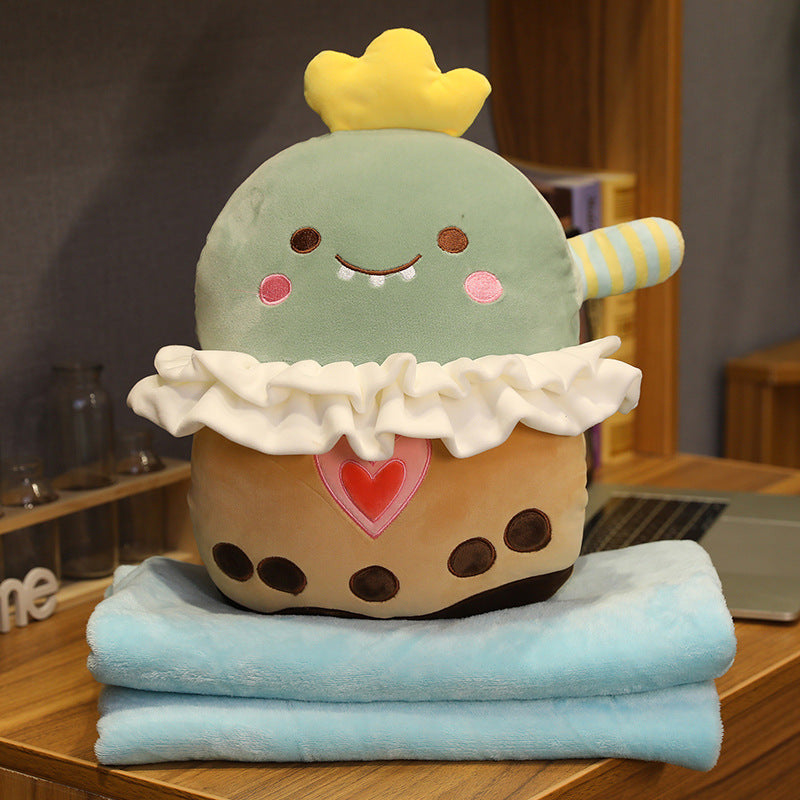 3-in-1 Milk Tea Plush Pillow Blanket