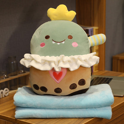 3-in-1 Milk Tea Plush Pillow Blanket