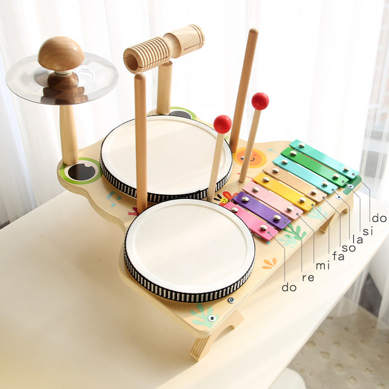 Early Educational Frog Multi-functional Drum Kit Children's Toys Improve Hands-on Ability Suitable For 3-6 Years Old Baby