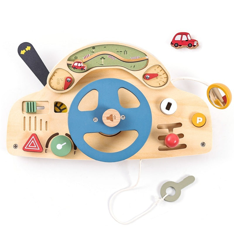 Car Busy Board Puzzle Children's Wooden Toys Simulation Steering Wheel